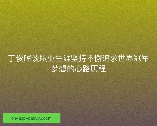丁俊晖谈职业生涯坚持不懈追求世界冠军梦想的心路历程 丁俊晖谈职业生涯坚持不懈追求世界冠军梦想的心路历程
